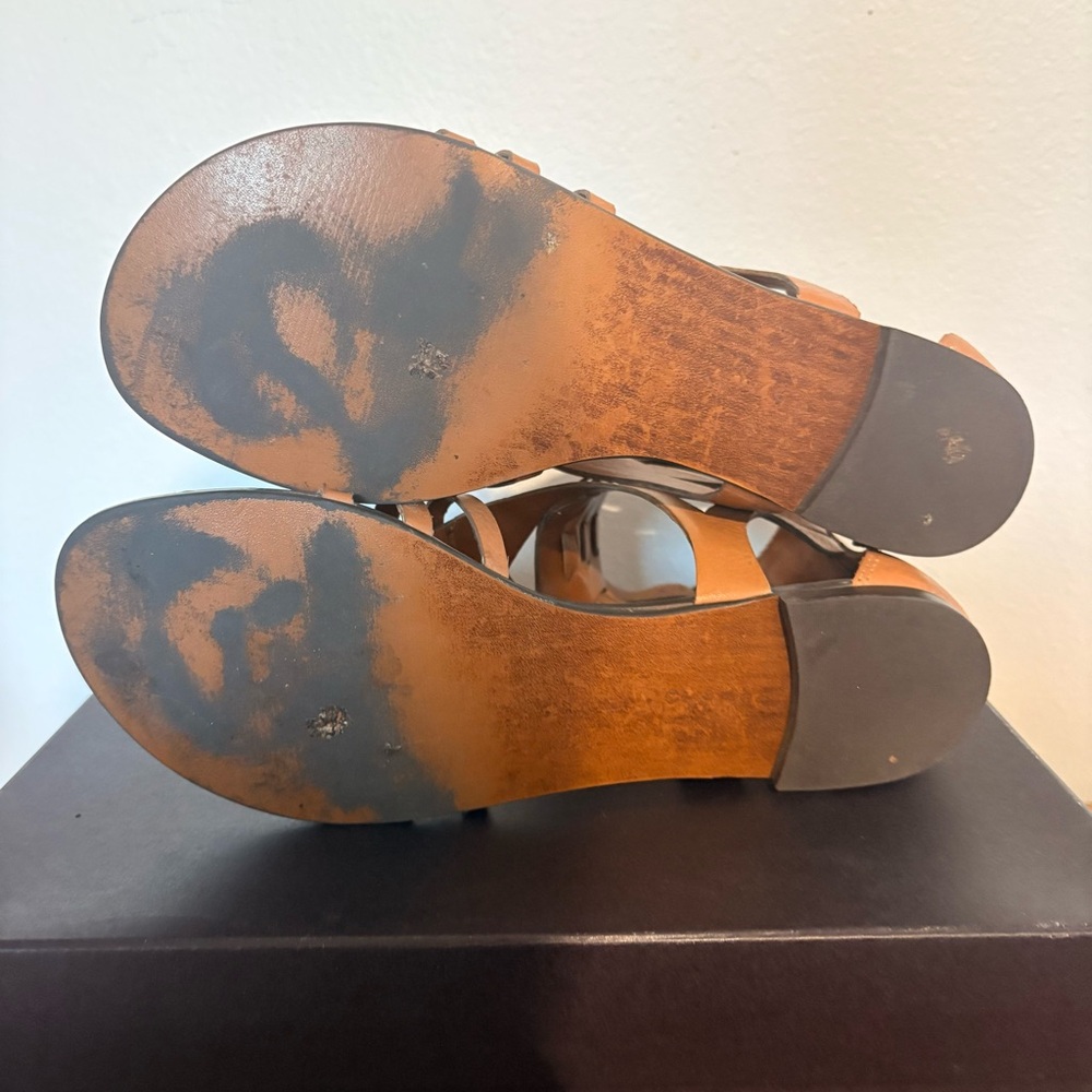 Enzo Angiolini Makalya Gladiator Sandals  Flat Leather Zip Back gladiator Brown - Picture 12 of 14